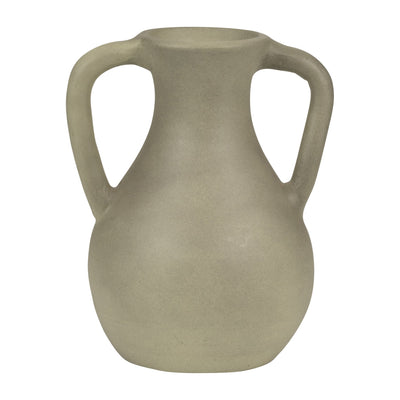 TERRACOTTA, 11" JUG VASE W/ HANDLES, SAGE GREEN - Al Rugaib Furniture