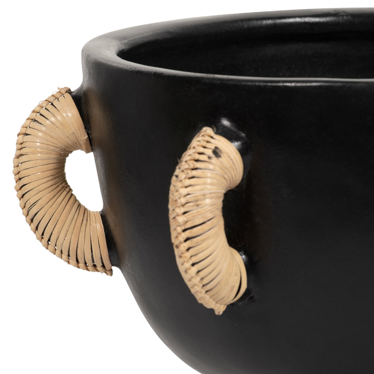 TERRACOTTA, 11"H EARED BOWL ON STAND VASE, BLACK Bowl| Sagebrook Home