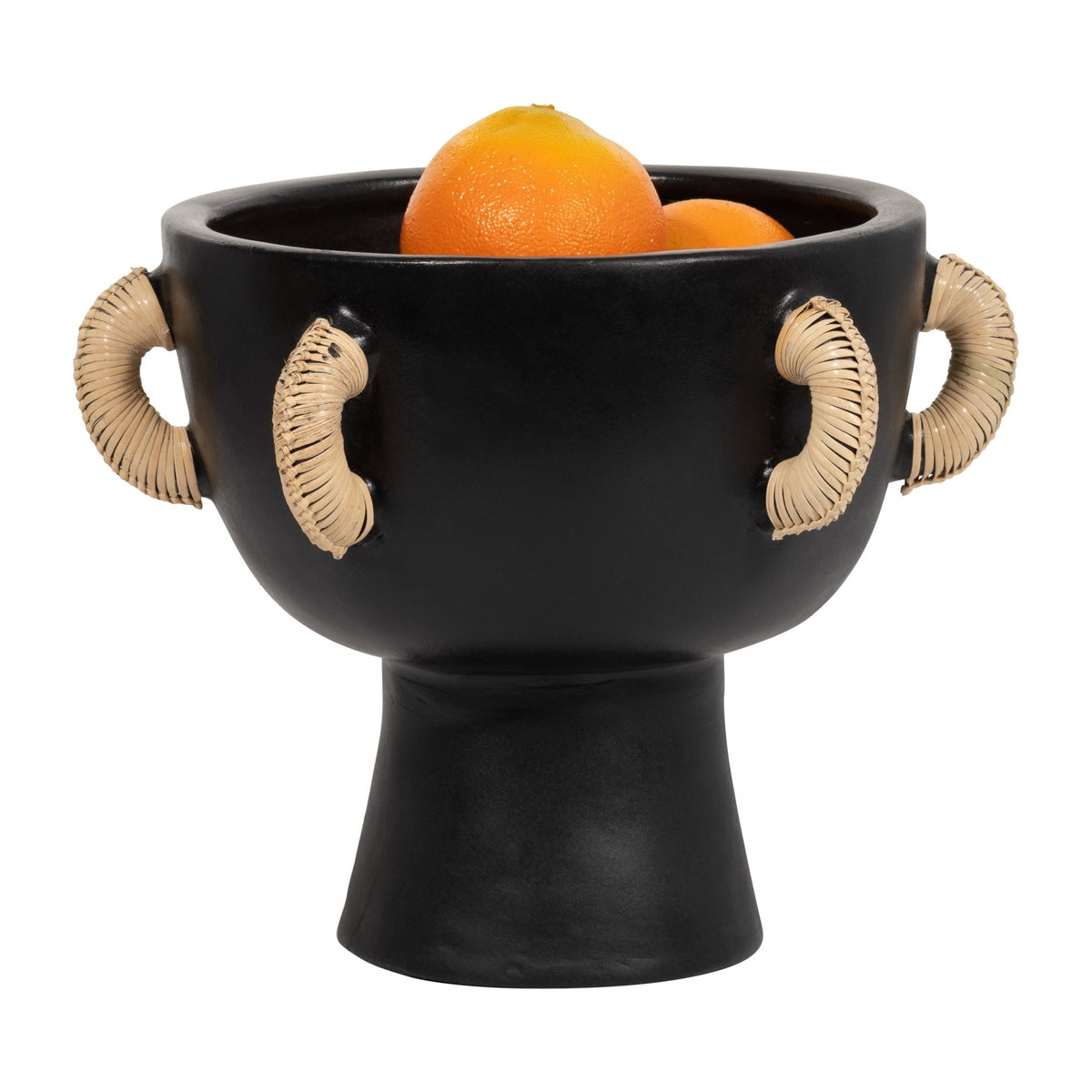 TERRACOTTA, 11"H EARED BOWL ON STAND VASE, BLACK Bowl| Sagebrook Home