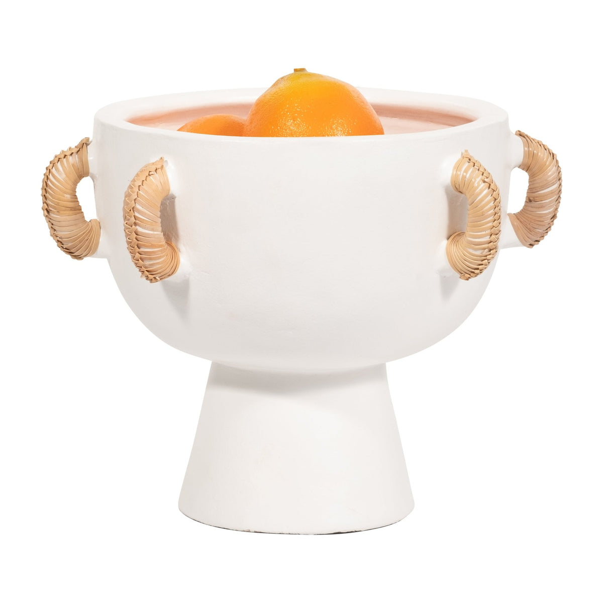 TERRACOTTA, 11"H EARED BOWL ON STAND VASE, WHITE Bowl| Sagebrook Home