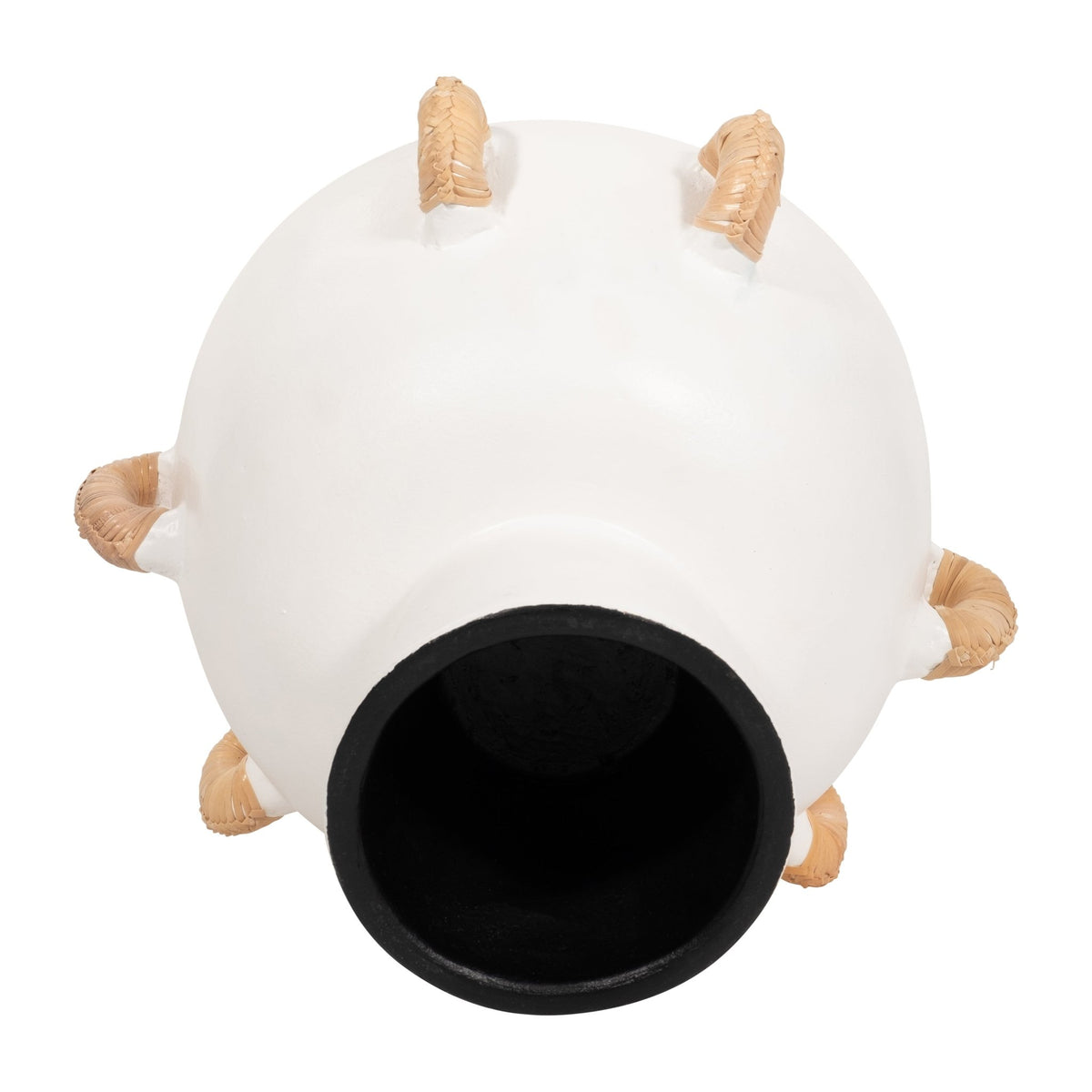 TERRACOTTA, 11"H EARED BOWL ON STAND VASE, WHITE Bowl| Sagebrook Home