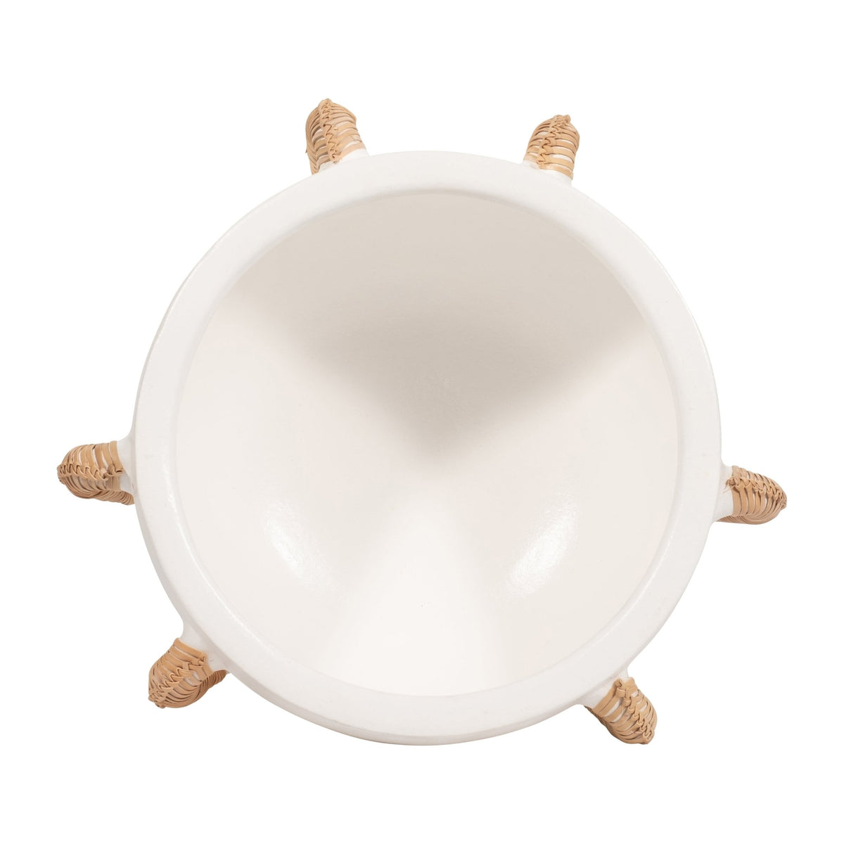 TERRACOTTA, 11"H EARED BOWL ON STAND VASE, WHITE Bowl| Sagebrook Home