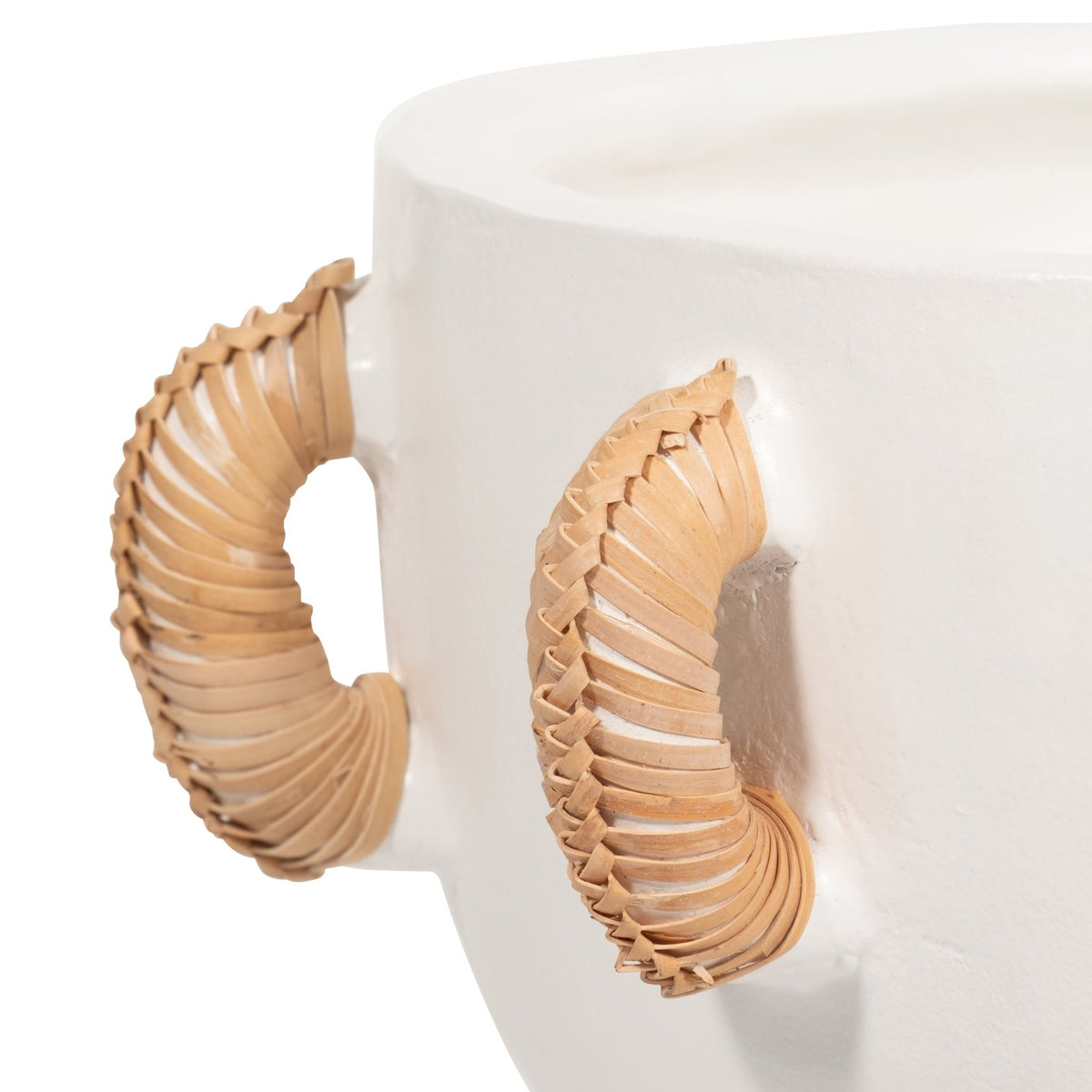 TERRACOTTA, 11"H EARED BOWL ON STAND VASE, WHITE Bowl| Sagebrook Home