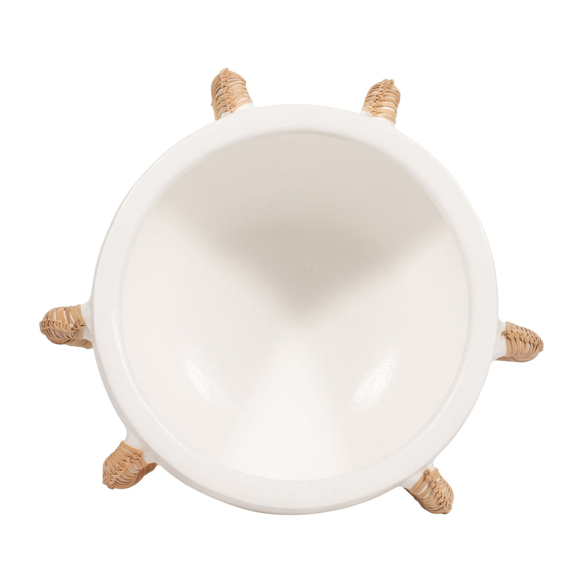 TERRACOTTA, 11"H EARED BOWL ON STAND VASE, WHITE Bowl| Sagebrook Home