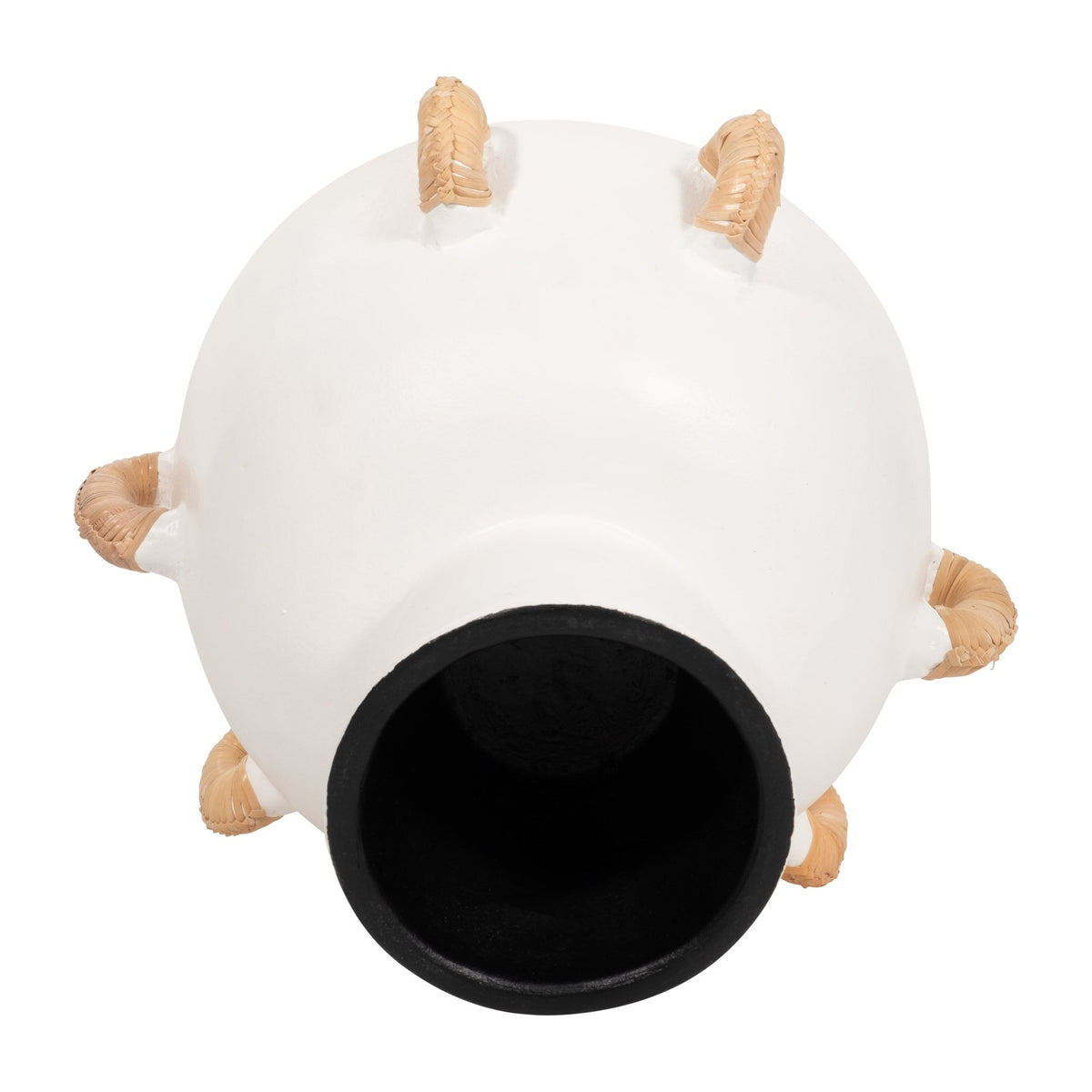 TERRACOTTA, 11"H EARED BOWL ON STAND VASE, WHITE Bowl| Sagebrook Home