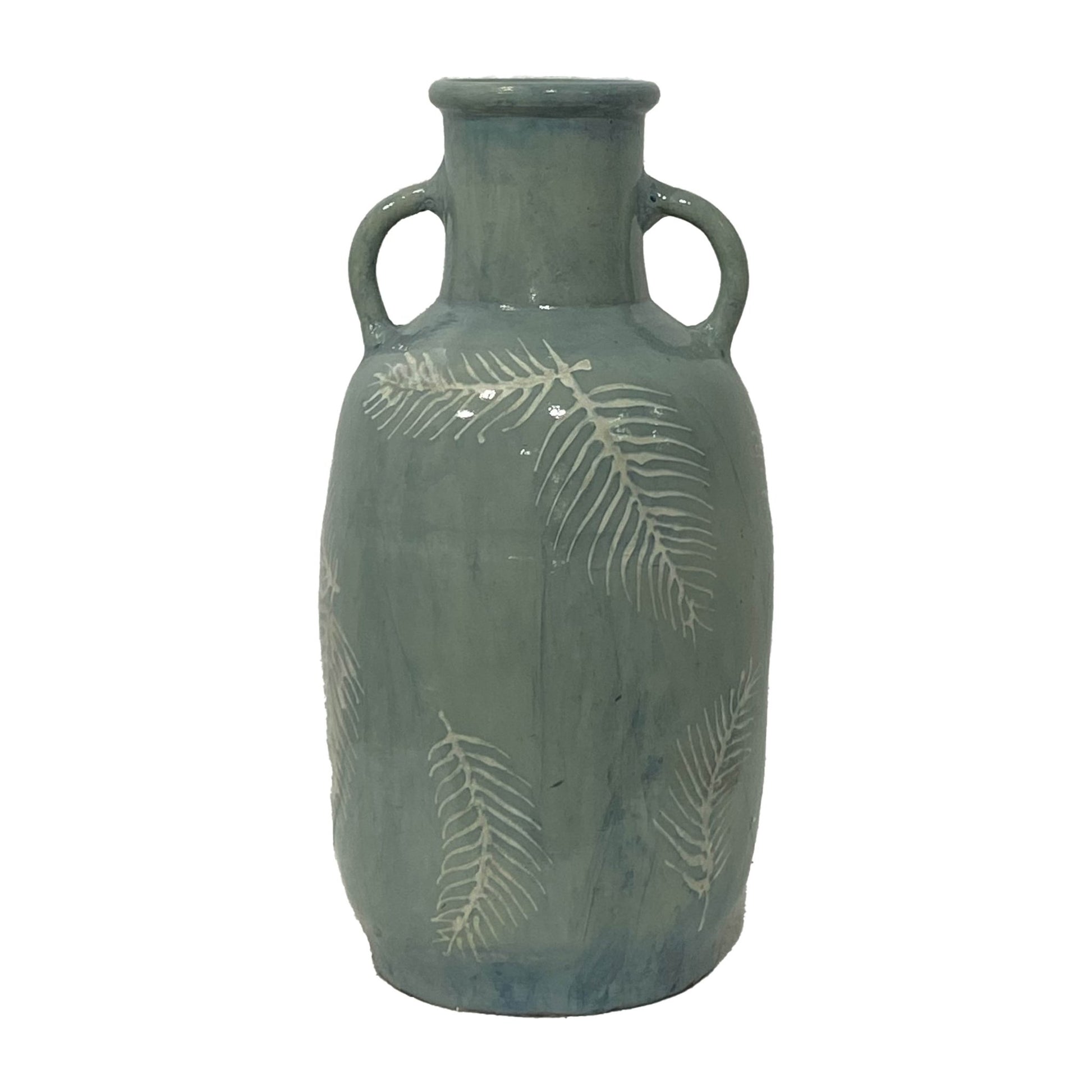Terracotta, 11"H Leaf Eared Vase, Mint Vases and Jars| Sagebrook Home