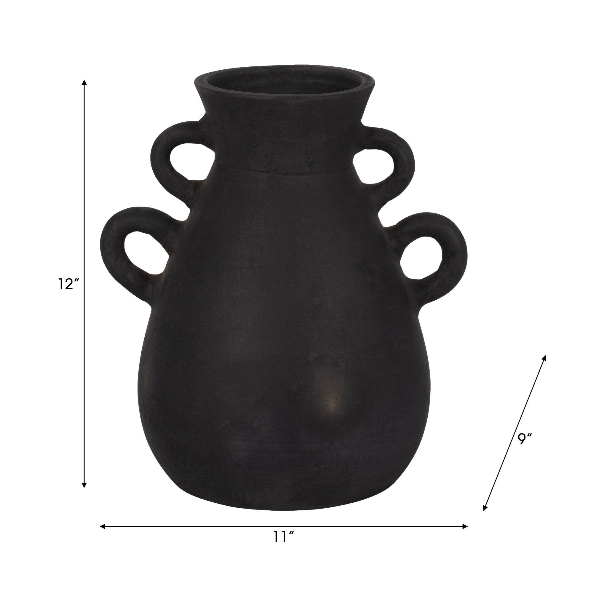 TERRACOTTA, 12" VASE WITH 4 HANDLES Vases and Jars| Sagebrook Home