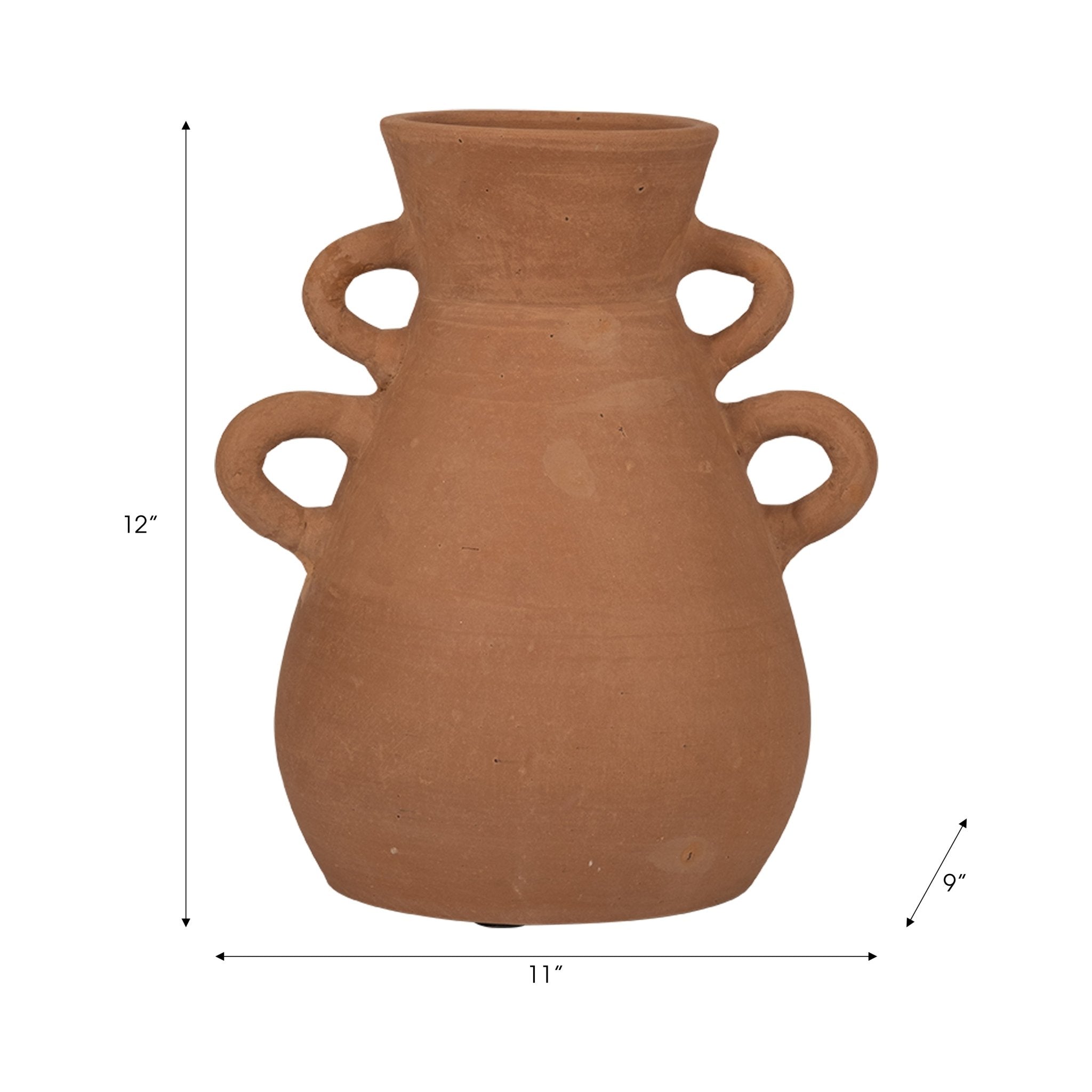 TERRACOTTA, 12" VASE WITH 4 HANDLES Vases and Jars| Sagebrook Home