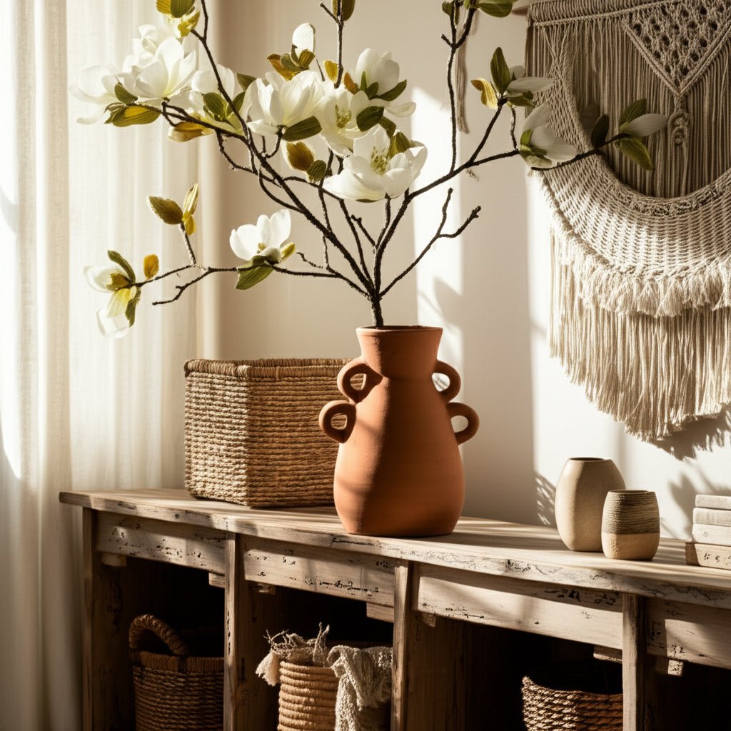 TERRACOTTA, 12" VASE WITH 4 HANDLES Vases and Jars| Sagebrook Home