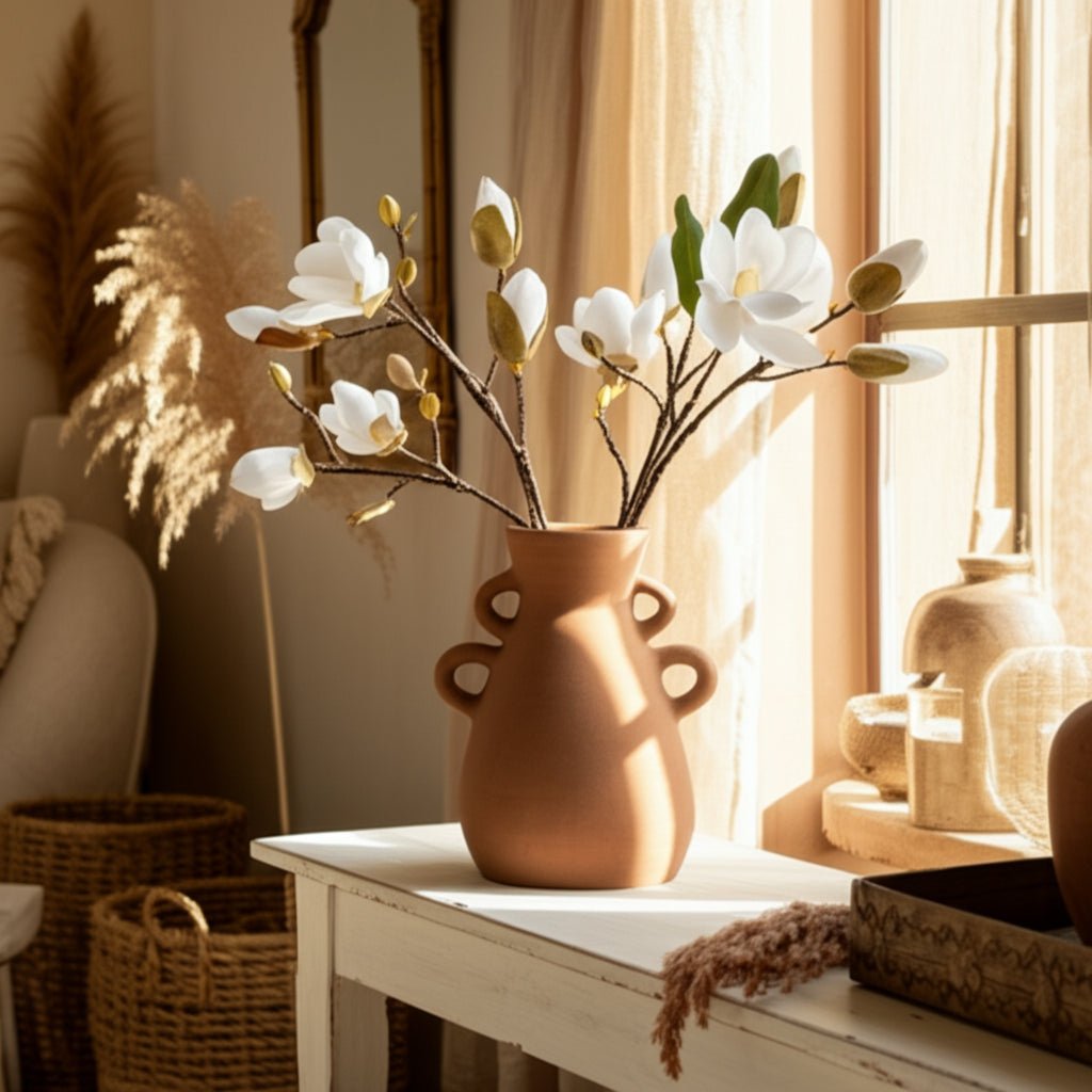 TERRACOTTA, 12" VASE WITH 4 HANDLES Vases and Jars| Sagebrook Home