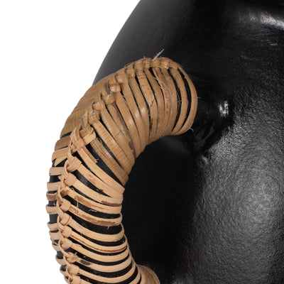 Terracotta, 12"h Eared Vase, Black - Al Rugaib Furniture