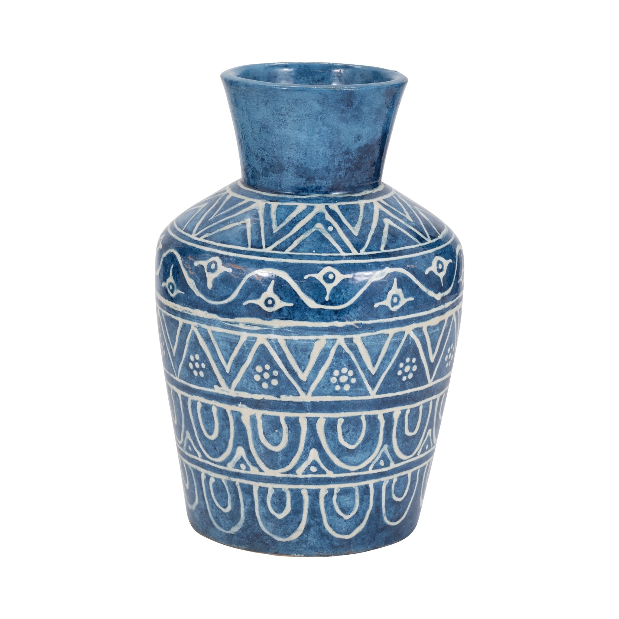 TERRACOTTA, 12"H VASE, BLUE Vases and Jars| Sagebrook Home