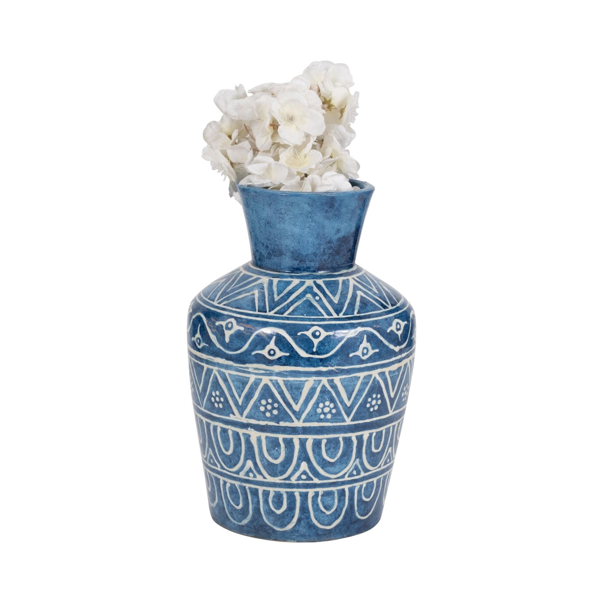 TERRACOTTA, 12"H VASE, BLUE Vases and Jars| Sagebrook Home