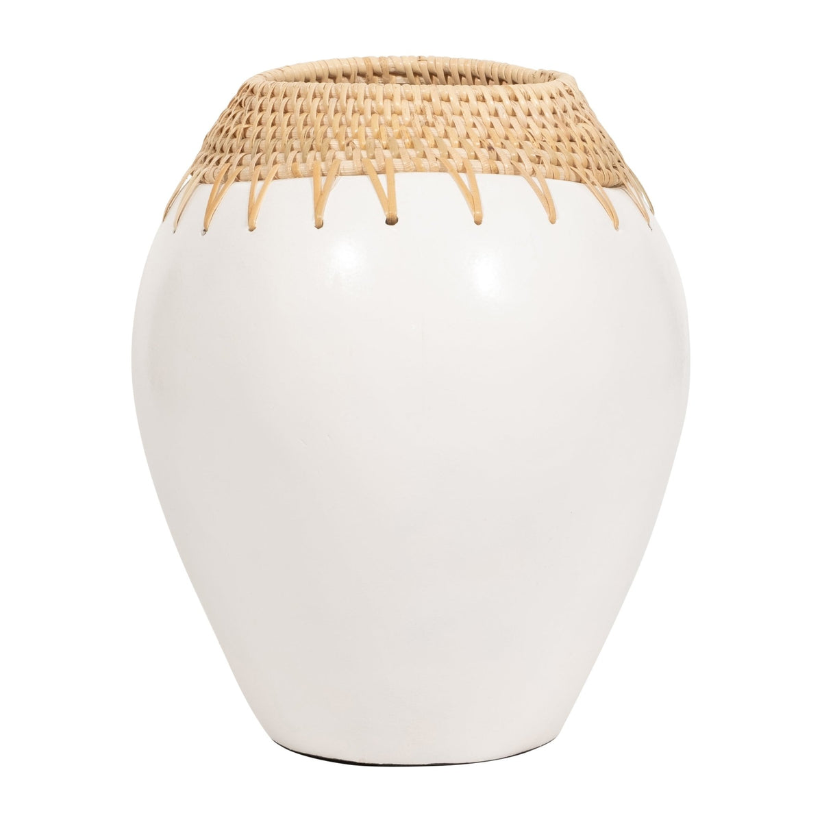 TERRACOTTA, 12"H VASE, WHITE/BROWN Vases and Jars| Sagebrook Home