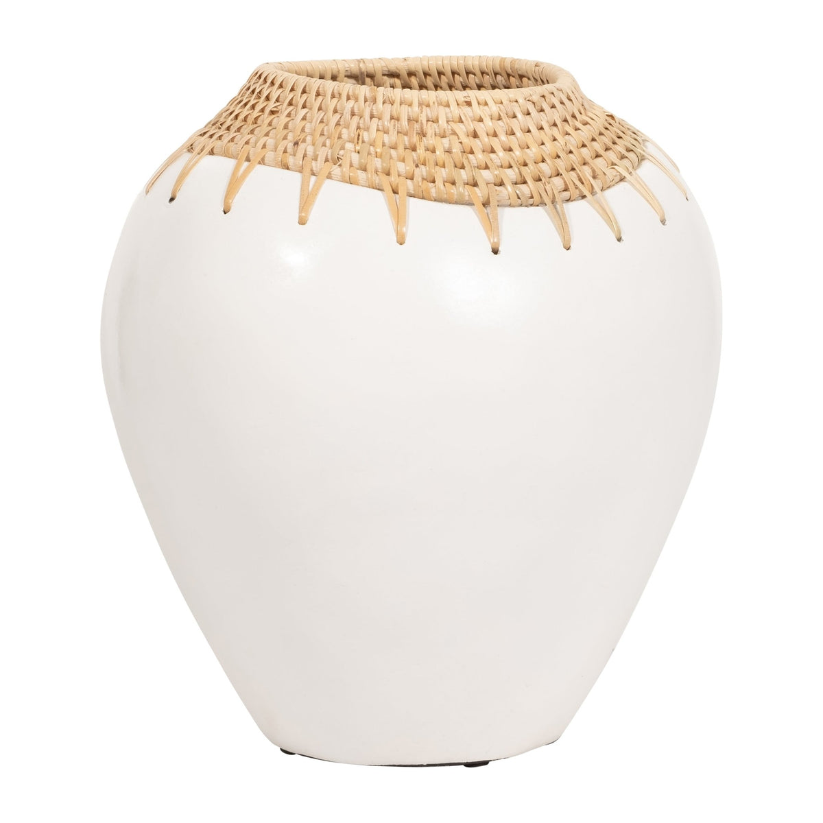 TERRACOTTA, 12"H VASE, WHITE/BROWN Vases and Jars| Sagebrook Home
