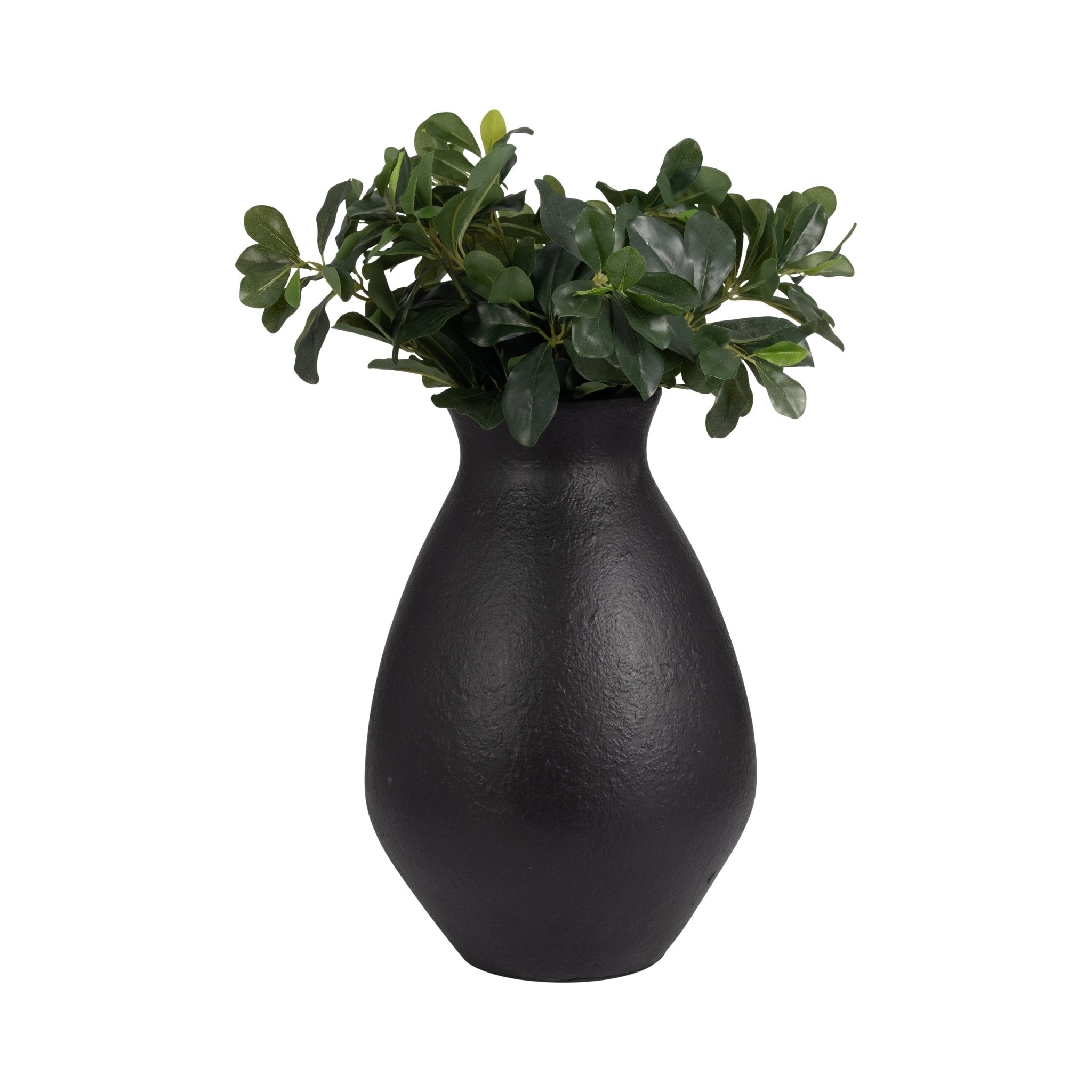 TERRACOTTA, 16" ORGANIC VASE, BLACK/IVORY Vases and Jars| Sagebrook Home