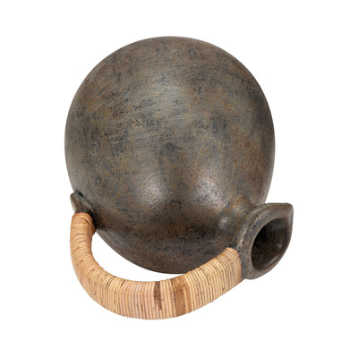 Terracotta, 16" Rustic Jug W/ Woven Handle, Multi - Al Rugaib Furniture