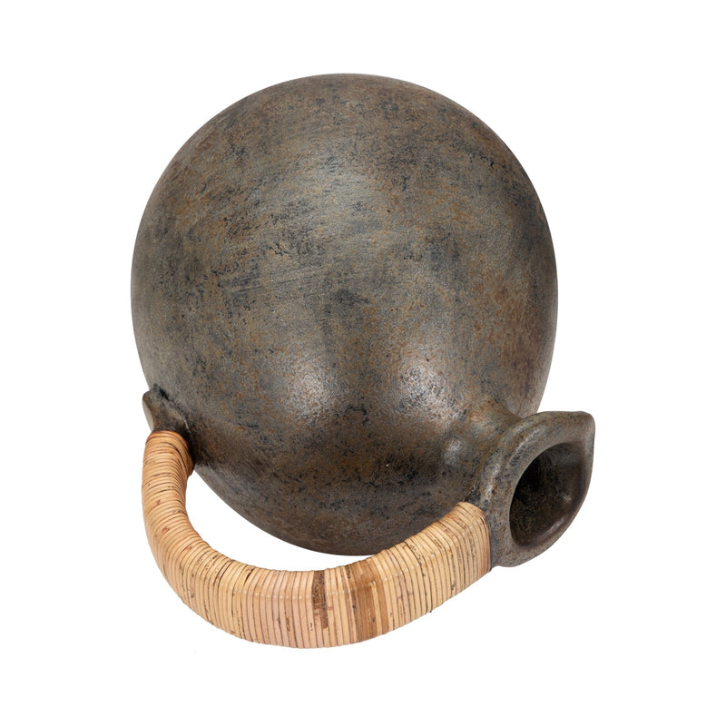 Terracotta, 16" Rustic Jug W/ Woven Handle, Multi - Al Rugaib Furniture