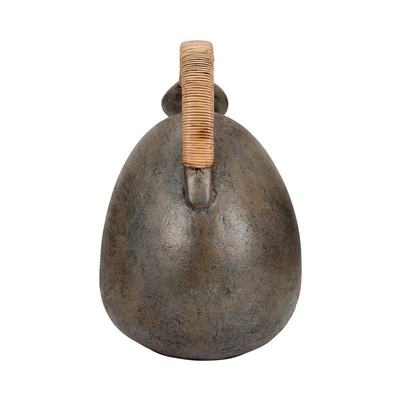 Terracotta, 16" Rustic Jug W/ Woven Handle, Multi - Al Rugaib Furniture