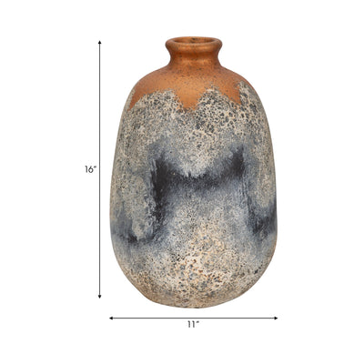 Terracotta, 16" Rustic Vase, Multi - Al Rugaib Furniture