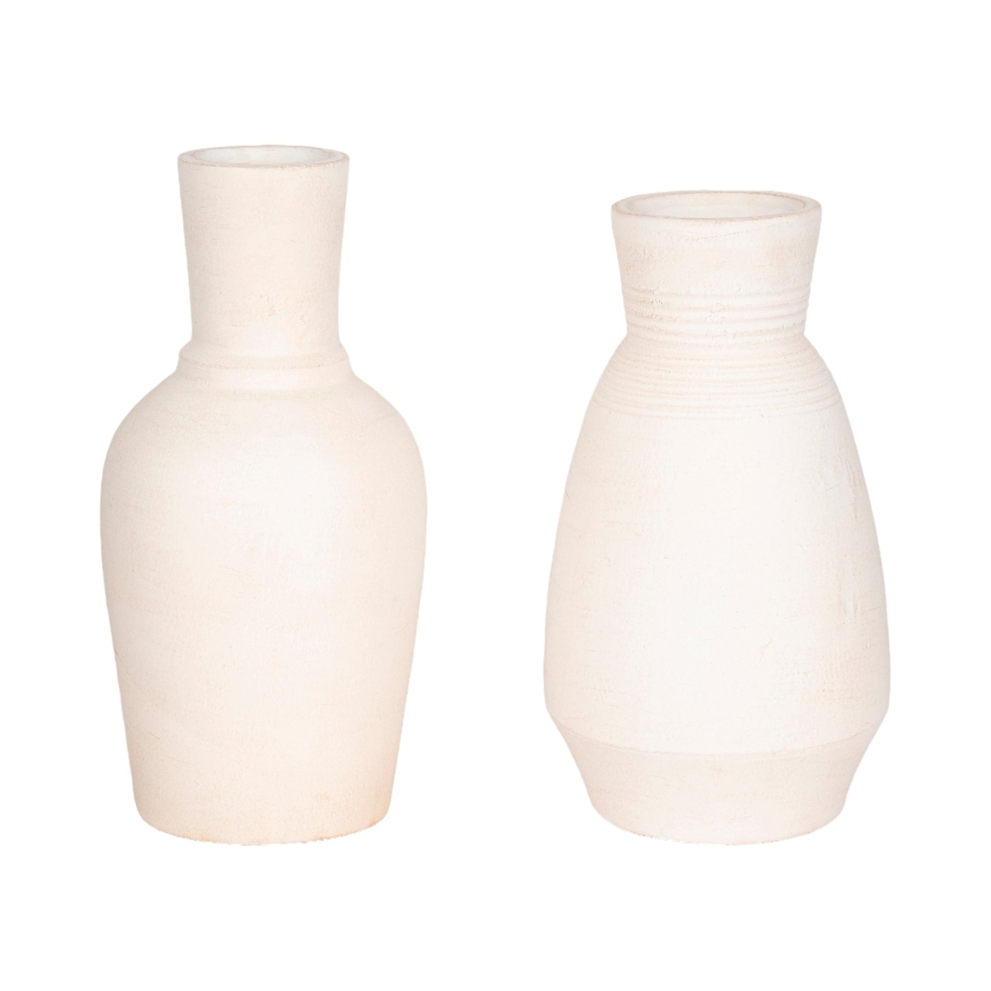 Terracotta, 16" Vase With Ring At Neck, Ivory Vases and Jars| Sagebrook Home