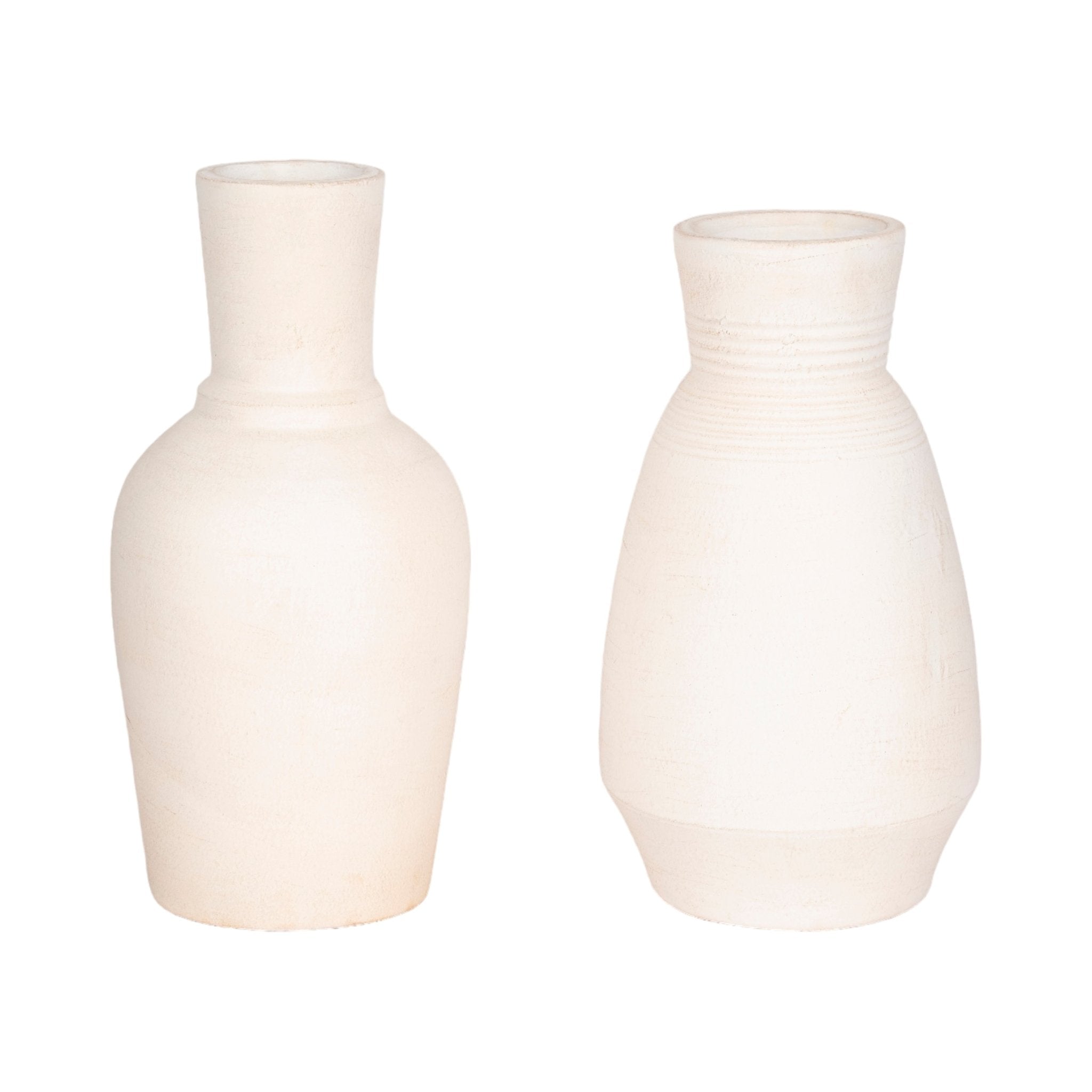 Terracotta, 16" Vase With Ring At Neck, Ivory Vases and Jars| Sagebrook Home