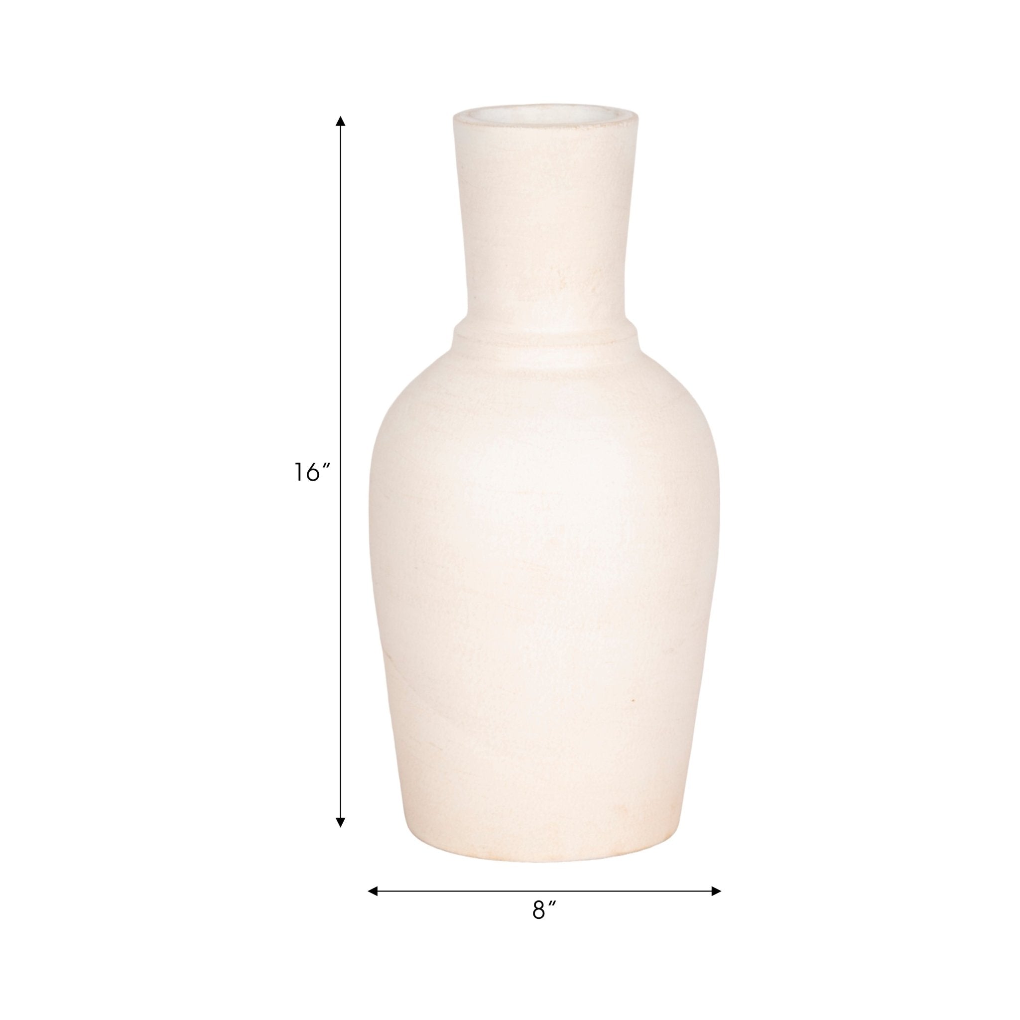 Terracotta, 16" Vase With Ring At Neck, Ivory Vases and Jars| Sagebrook Home