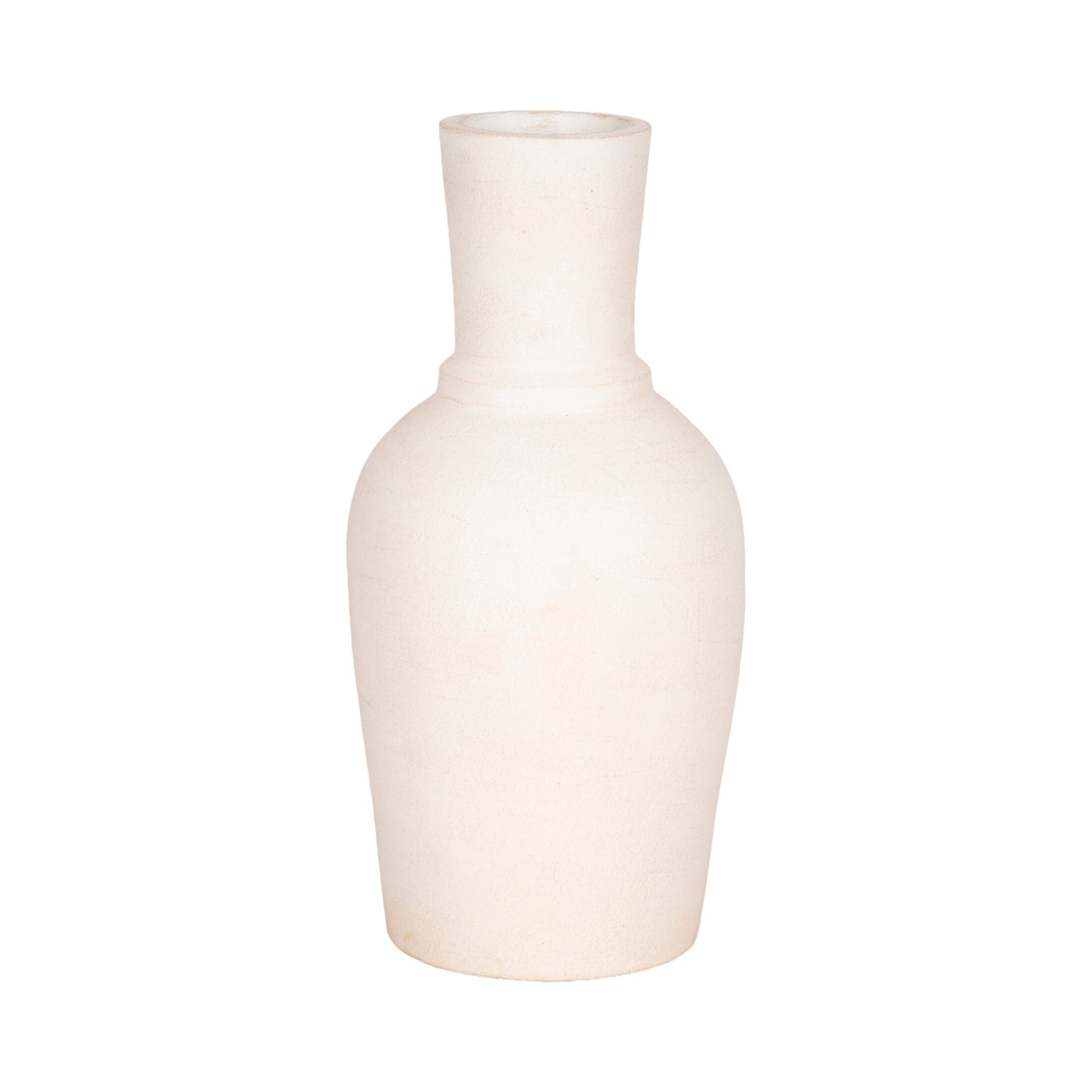 Terracotta, 16" Vase With Ring At Neck, Ivory Vases and Jars| Sagebrook Home