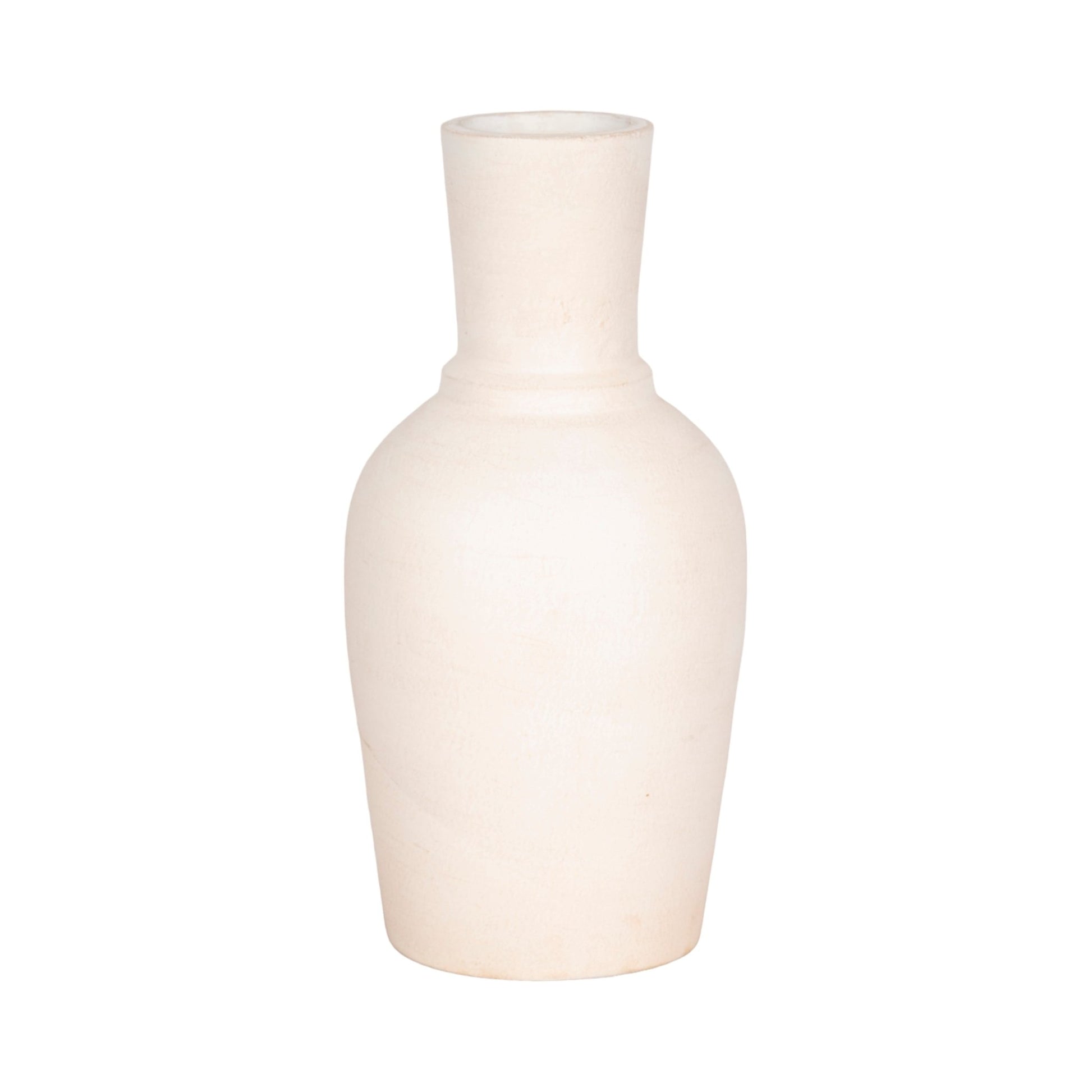 Terracotta, 16" Vase With Ring At Neck, Ivory Vases and Jars| Sagebrook Home