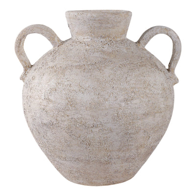 Terracotta, 17" Organic Jug With Handles, Ivory - Al Rugaib Furniture