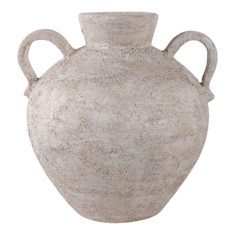 Terracotta, 17" Organic Jug With Handles, Ivory - Al Rugaib Furniture
