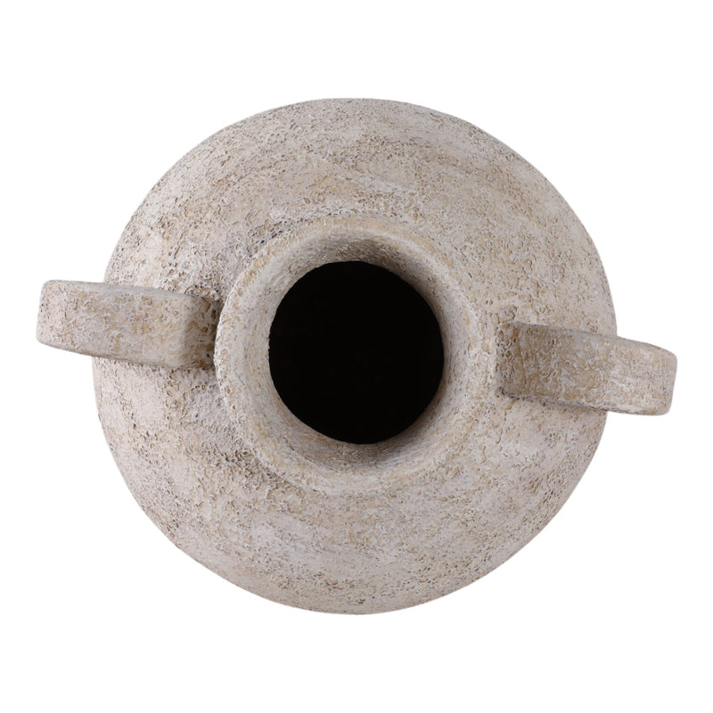 Terracotta, 17" Organic Jug With Handles, Ivory - Al Rugaib Furniture