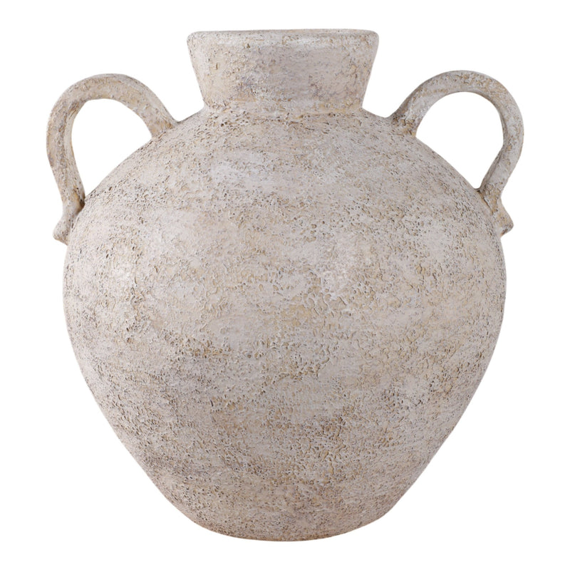 Terracotta, 17" Organic Jug With Handles, Ivory - Al Rugaib Furniture
