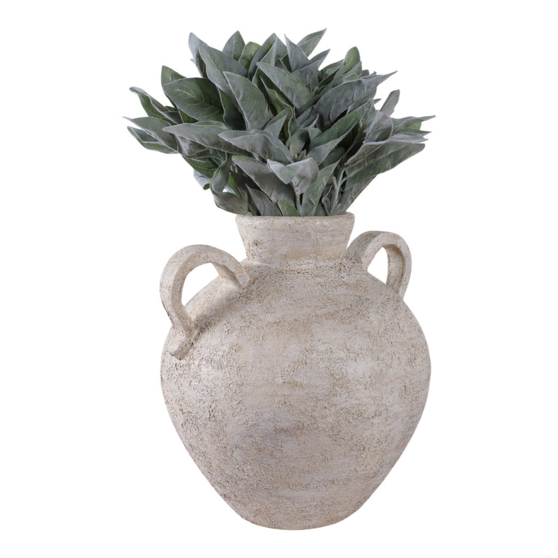 Terracotta, 17" Organic Jug With Handles, Ivory - Al Rugaib Furniture