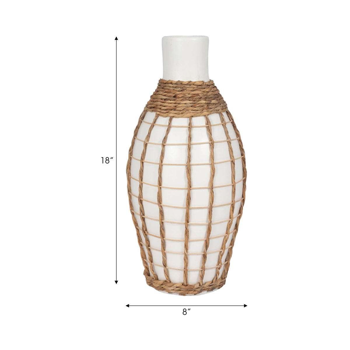 TERRACOTTA, 18"H BOTTLE VASE, WHITE/BROWN Vases and Jars| Sagebrook Home