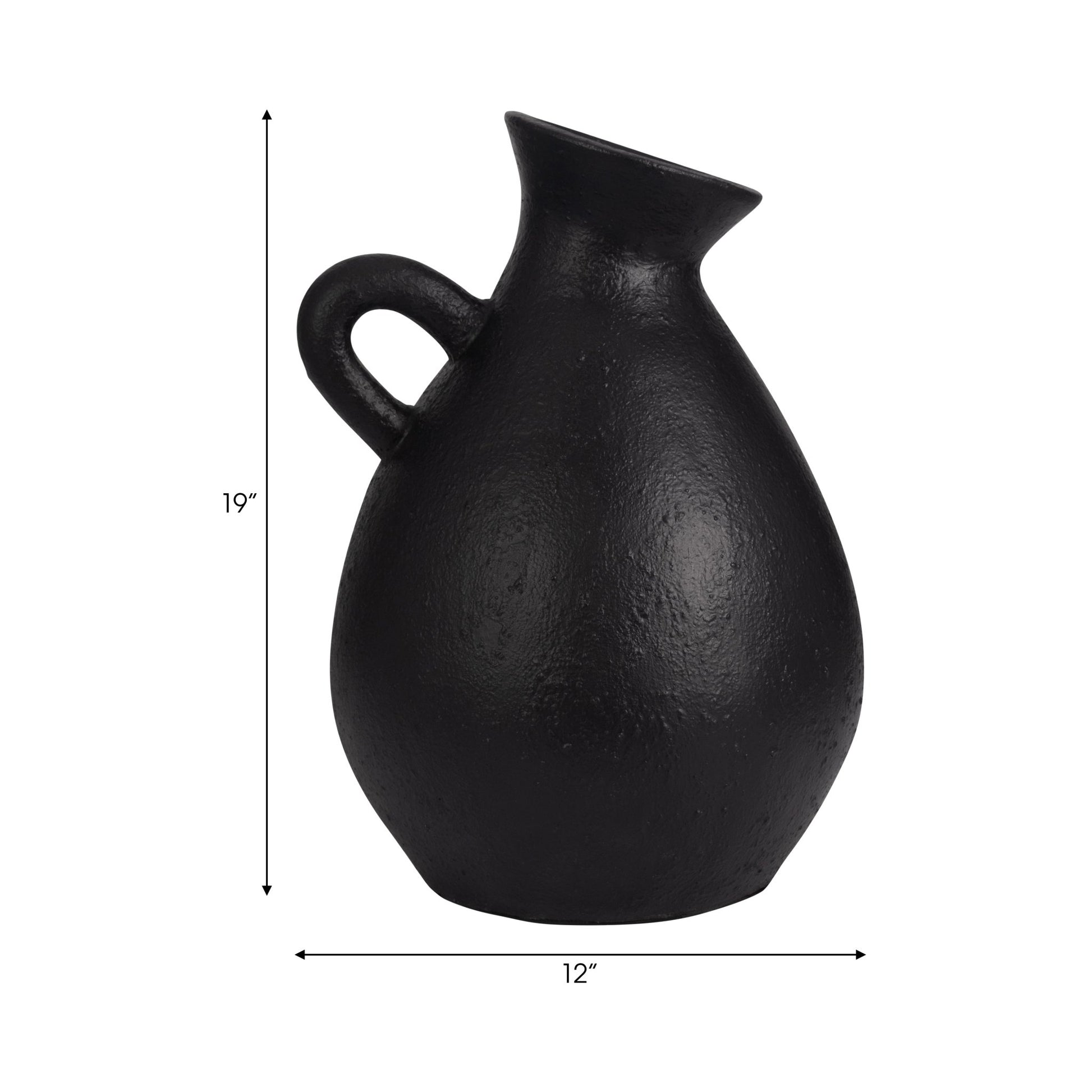TERRACOTTA, 19" ORGANIC JUG WITH HANDLE, BLACK Vases and Jars| Sagebrook Home