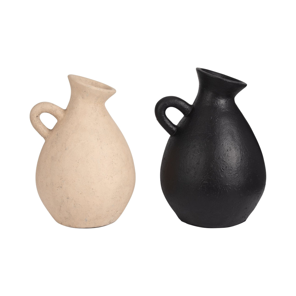 TERRACOTTA, 19" ORGANIC JUG WITH HANDLE, BLACK Vases and Jars| Sagebrook Home