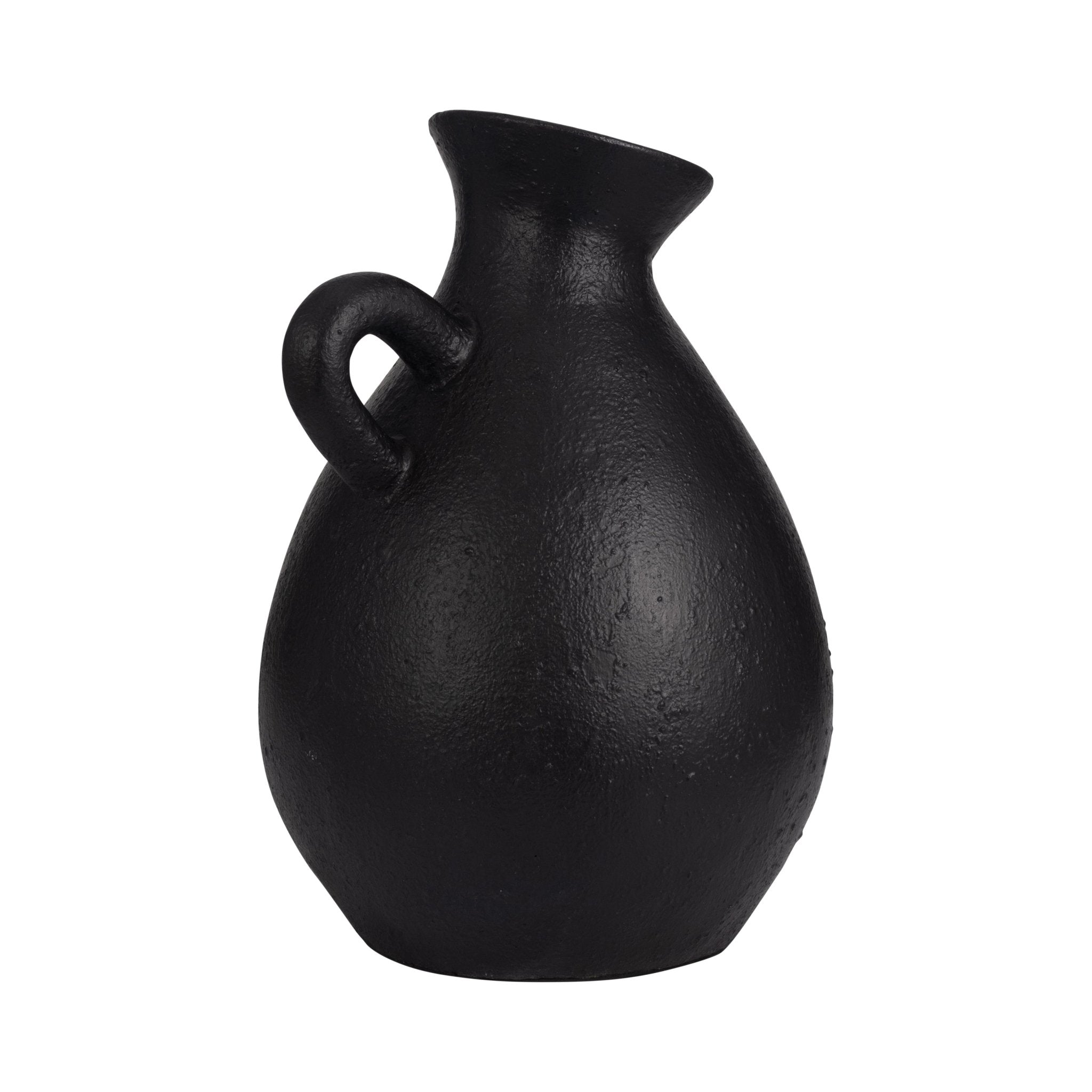 TERRACOTTA, 19" ORGANIC JUG WITH HANDLE, BLACK Vases and Jars| Sagebrook Home