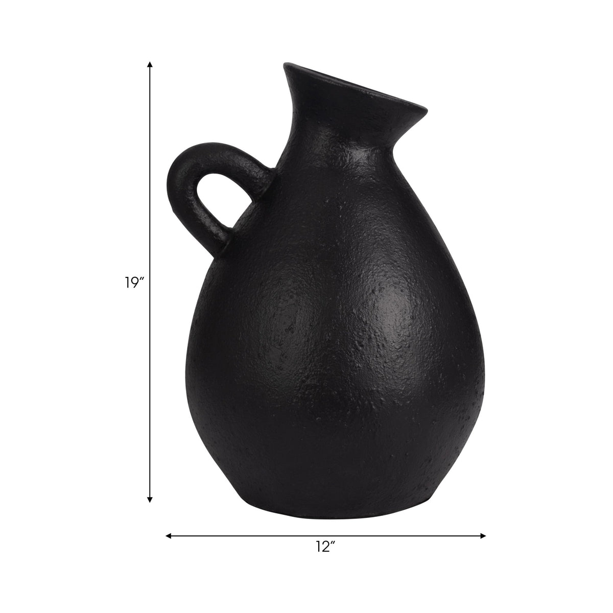 TERRACOTTA, 19" ORGANIC JUG WITH HANDLE, BLACK Vases and Jars| Sagebrook Home