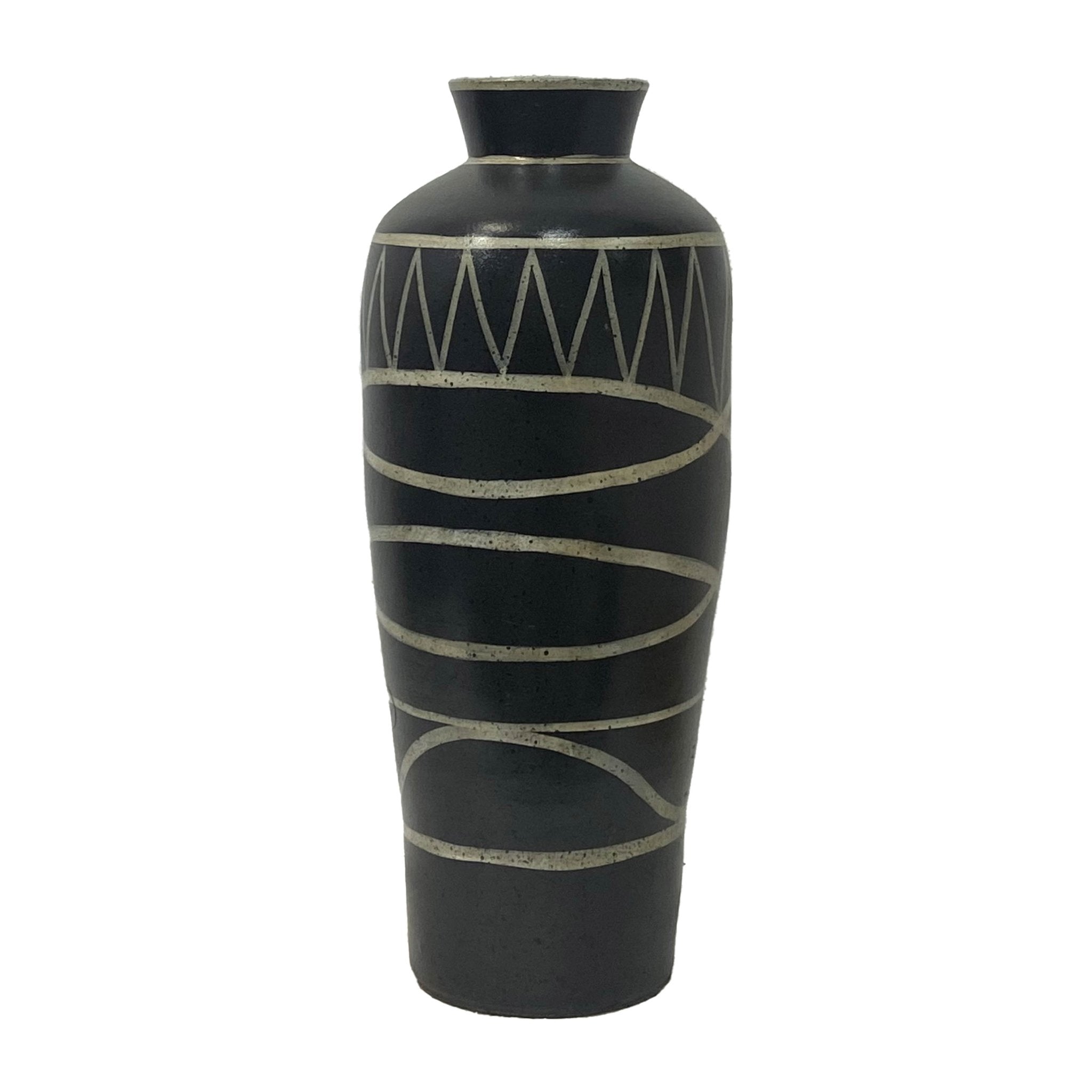 TERRACOTTA, 22"H MODERN VASE, BLACK Vases and Jars| Sagebrook Home