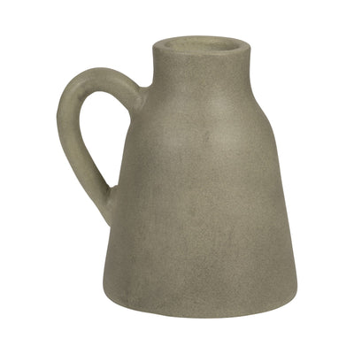 TERRACOTTA, 8" VASE W/ HANDLE, SAGE GREEN - Al Rugaib Furniture