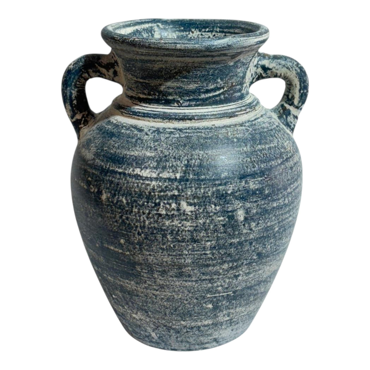 Terracotta, 9" Vase With Handles, Blue/white Vases and Jars| Sagebrook Home
