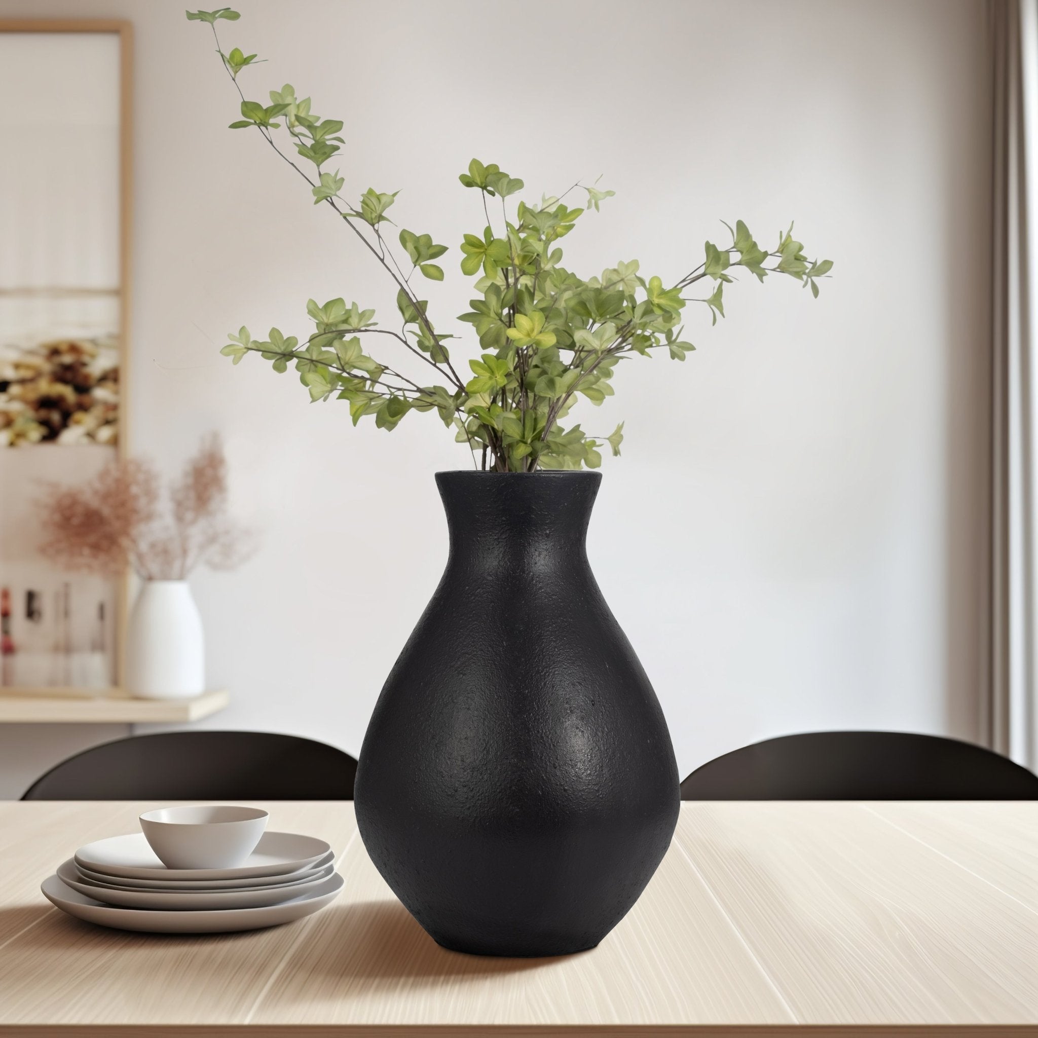 TERRACOTTA, ORGANIC VASE, BLACK/IVORY Vases and Jars| Sagebrook Home