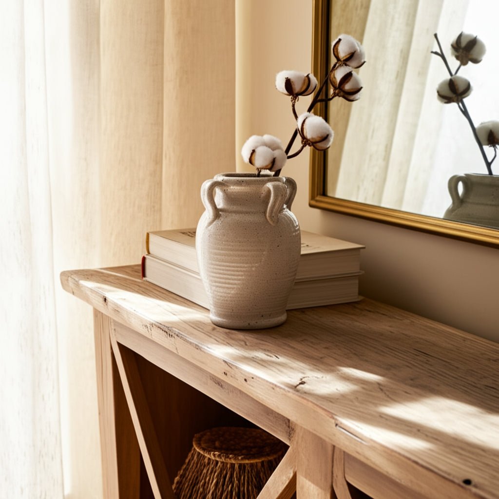 Terracotta Vase With Handles, White Crackle Vases and Jars| Sagebrook Home