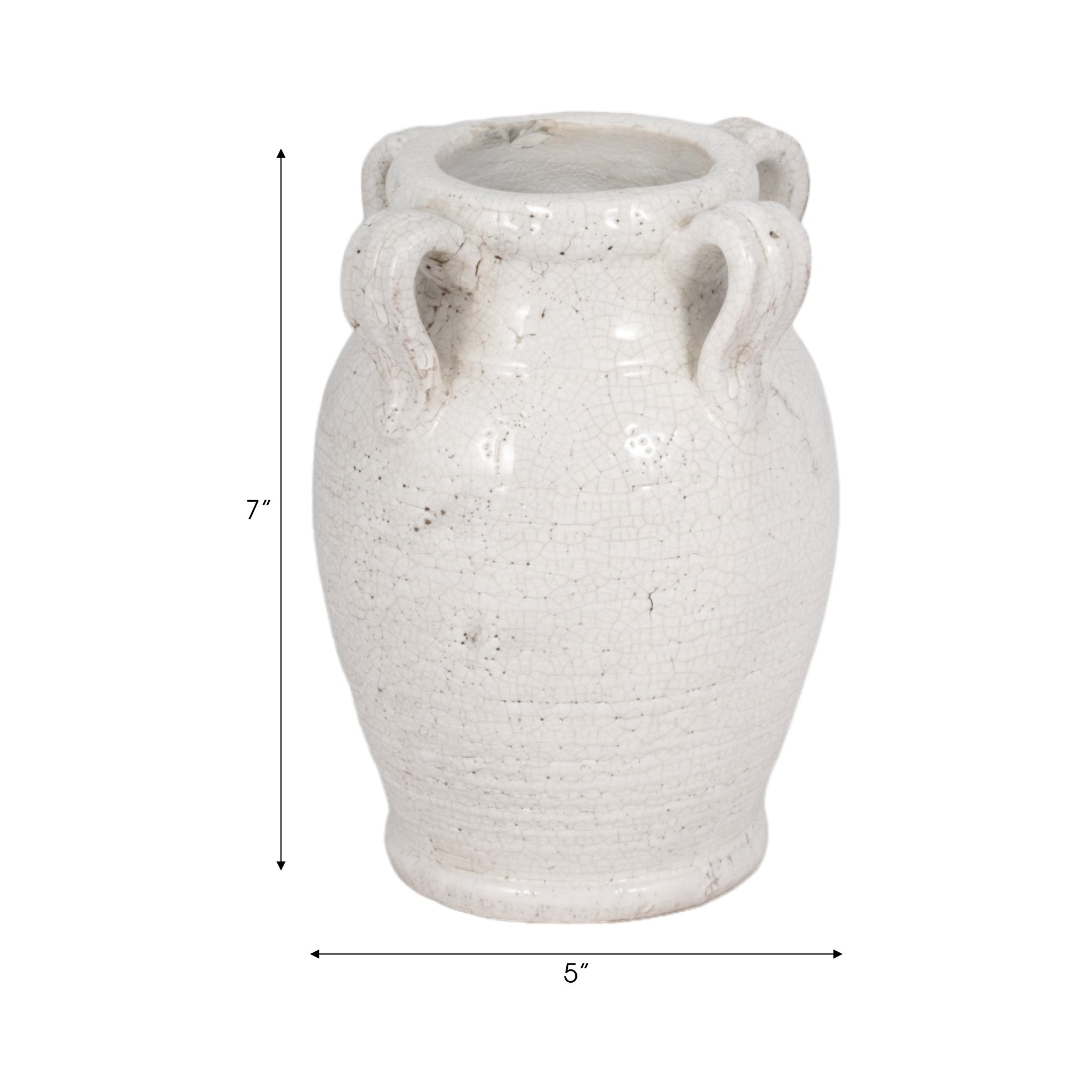 Terracotta Vase With Handles, White Crackle Vases and Jars| Sagebrook Home