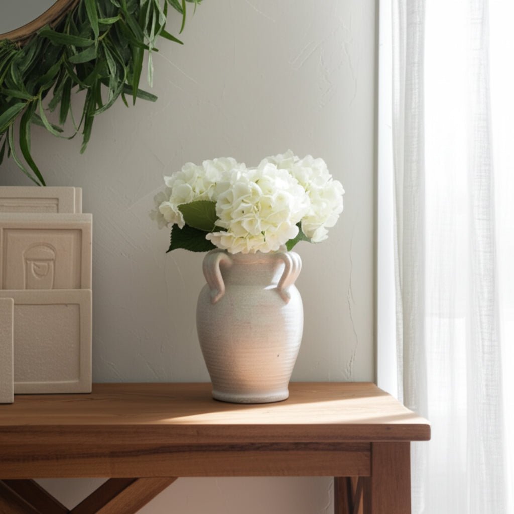 Terracotta Vase With Handles, White Crackle Vases and Jars| Sagebrook Home