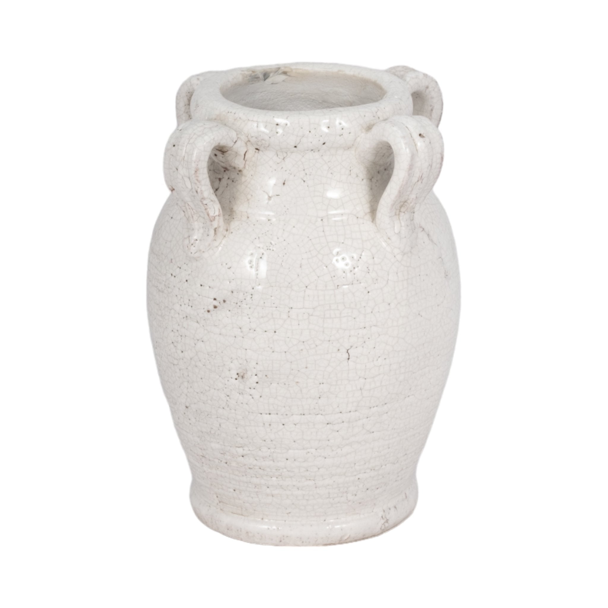 Terracotta Vase With Handles, White Crackle Vases and Jars| Sagebrook Home