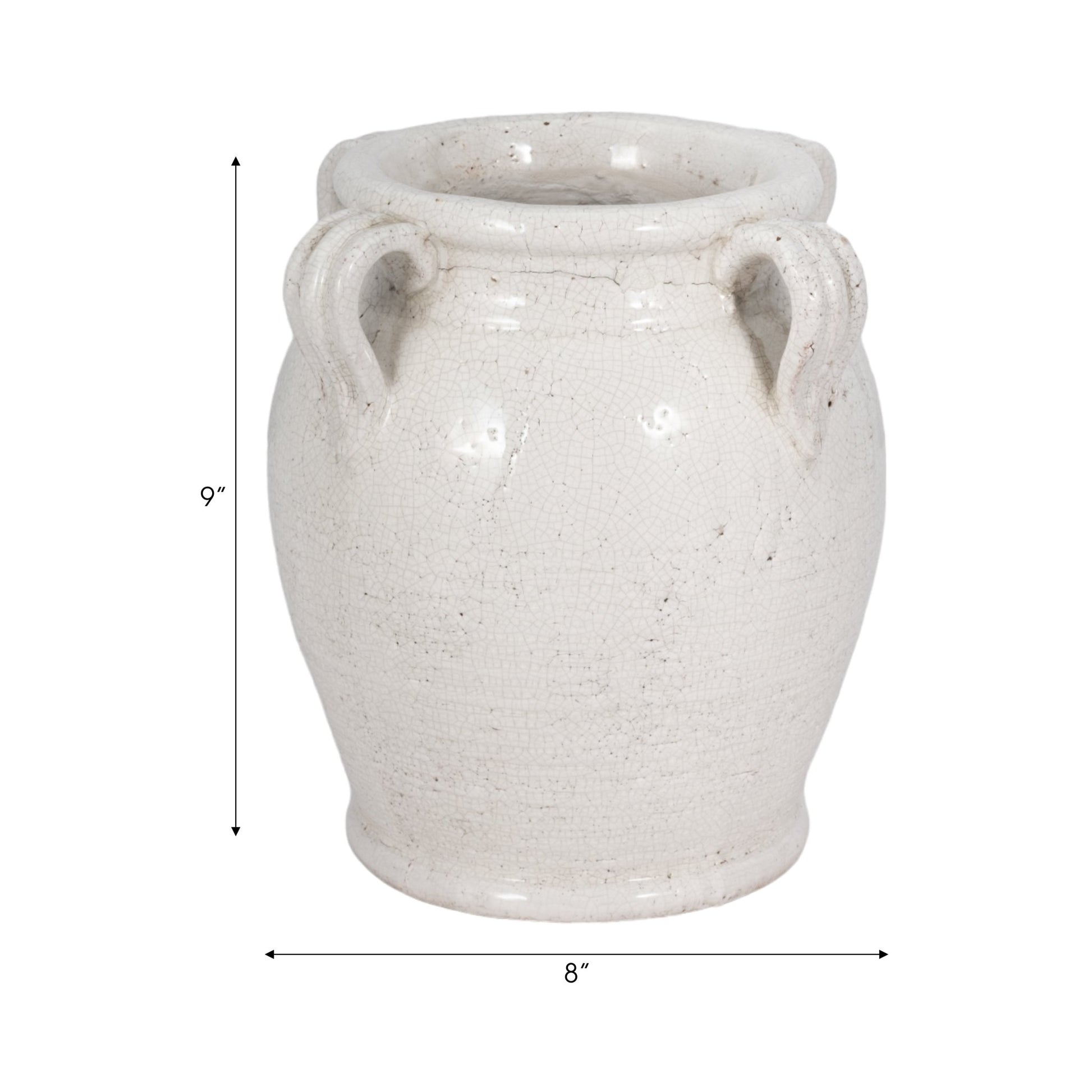 Terracotta Vase With Handles, White Crackle Vases and Jars| Sagebrook Home