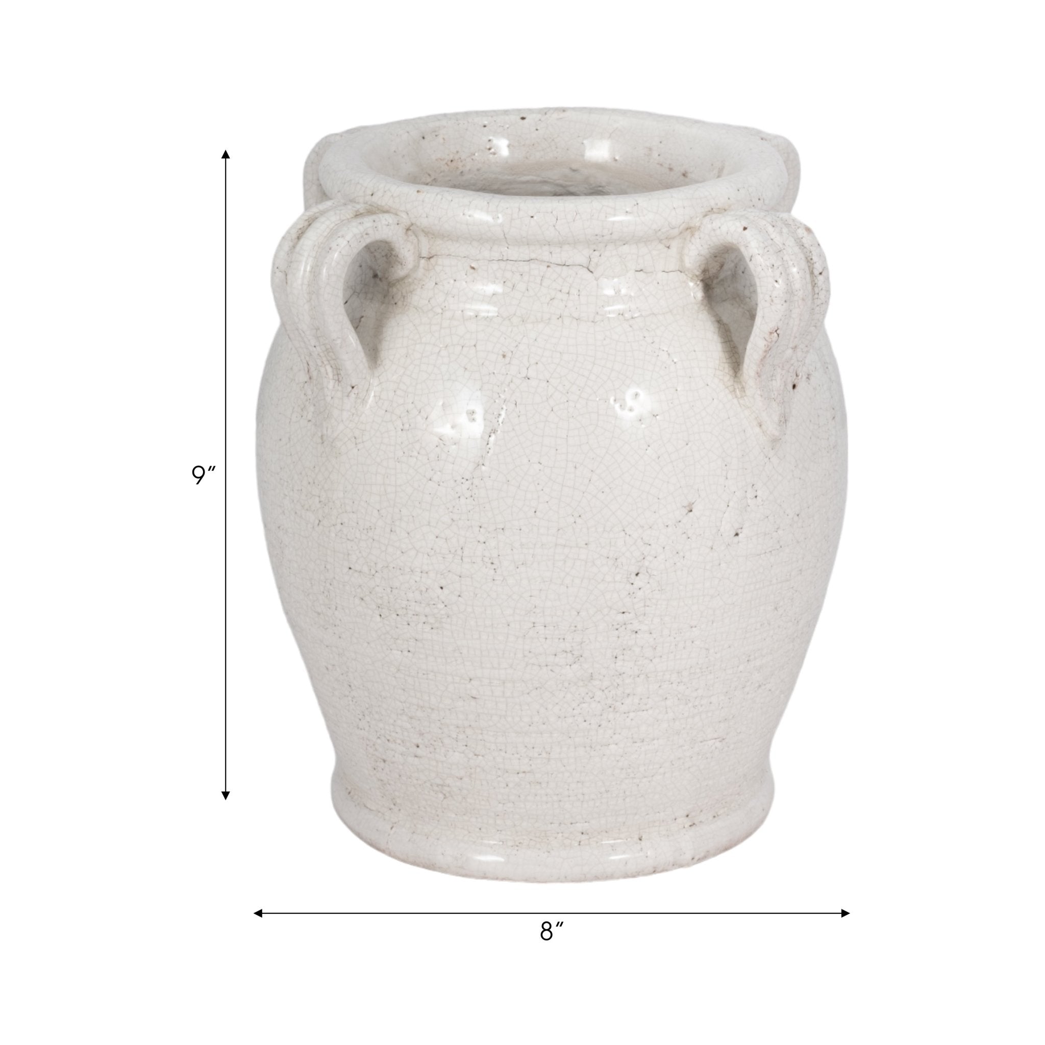 Terracotta Vase With Handles, White Crackle Vases and Jars| Sagebrook Home