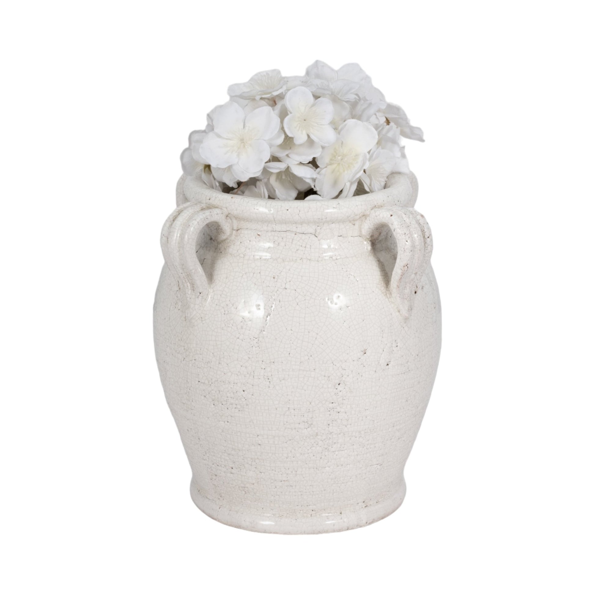 Terracotta Vase With Handles, White Crackle Vases and Jars| Sagebrook Home